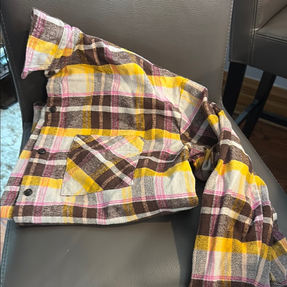 Wild Fable Yellow Pink Boxy Button Down Shirt